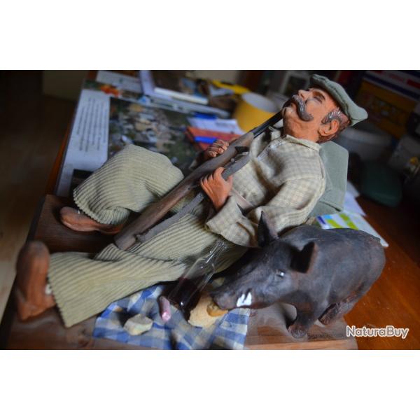 Santon - Chasseur au repos