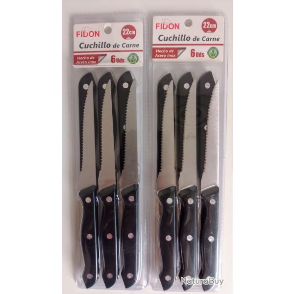 12 couteaux de table en acier inox. Neufs.