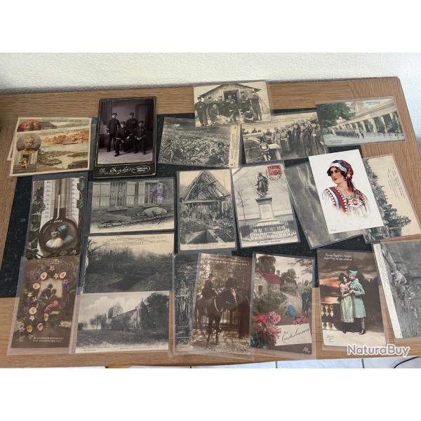 LOT + de 20 CARTES POSTALES ANCIENNES premi�re Guerre Mondiale 1914-1918, forte Orient , Ru,colonies