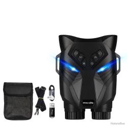 Jumelles Vision Nocturne 4K UHD DT79 Zoom Optique 4X Num&eacute;rique 8X IR 850 nm 300m Recharge USB-C Noir