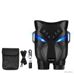 Jumelles Vision Nocturne 4K UHD DT79 Zoom Optique 4X Num&eacute;rique 8X IR 850 nm 300m Recharge USB-C Noir