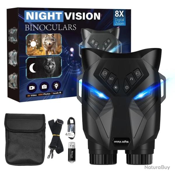 Jumelles Vision Nocturne DT79 4K UHD  Zoom 4x Optique + 8x Num�rique IR 850nm 300m Chasse Noir