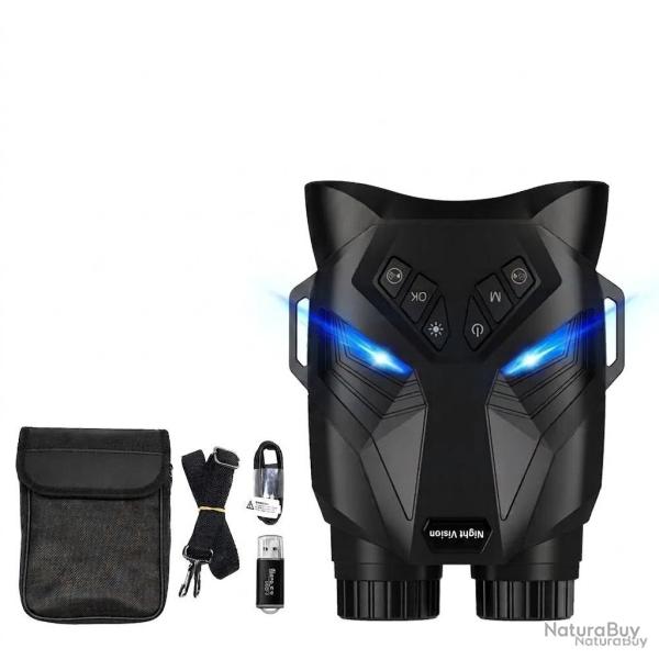 Jumelles Vision Nocturne 4K UHD DT79 Zoom Optique 4X Num�rique 8X IR 850 nm 300m Recharge USB-C Noir
