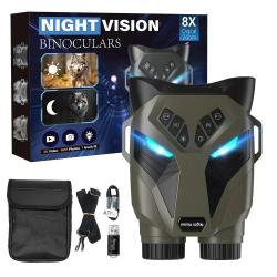 Jumelles Vision Nocturne 4K UHD DT79 Zoom Optique 4X Num&eacute;rique 8X IR 850 nm 300m Recharge USB-C Vert