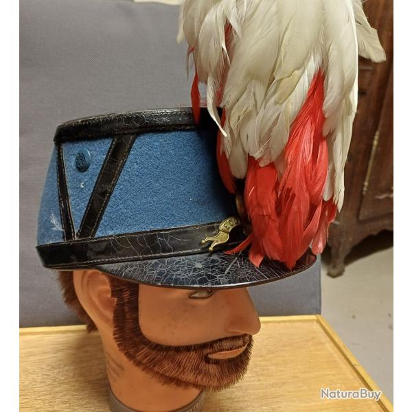 Trs beau shako d'lve officier de l'ESM de St Cyr avec son casoar - annes 40