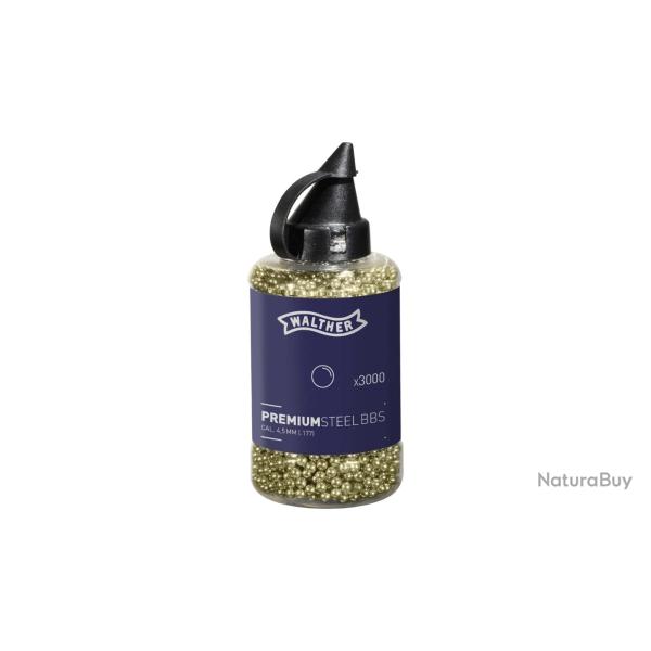 Munition  air comprim Walther PREMIUM BB GOLD STEEL CAL 4.5 MM 0.36G X3000