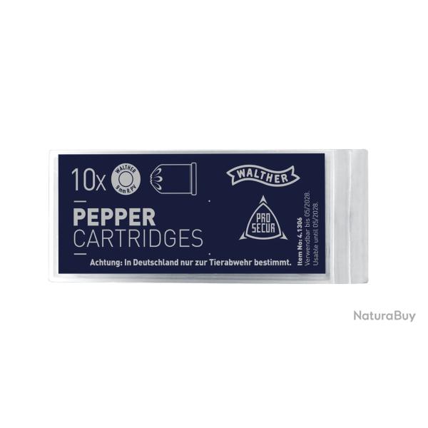 Munition Walther CART 9 MM R GAZ PEPPER X10