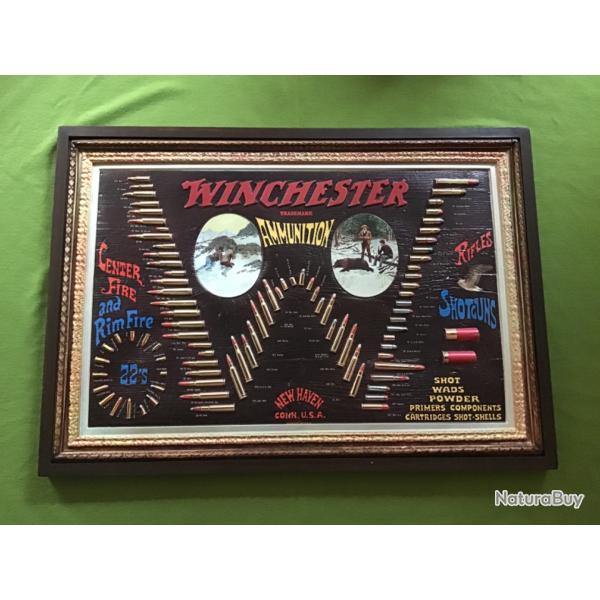 RARE MAGNIFIQUE TABLEAU PUBLICITAIRE WINCHESTER MUNITIONS ANN�ES 70-80