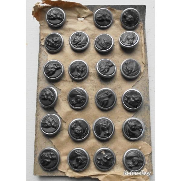23 BOUTONS CHASSE VENERIE (PAS sertisseur dosette chargette poudre plomb...) SANGLIERS ET CHEVAUX