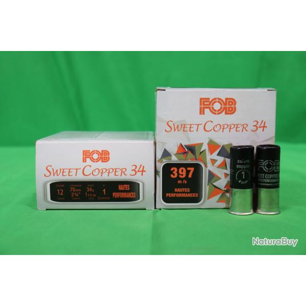 LOT DE 2X BOITES-25 CARTOUCHES CALIBRE 12 FOB SWEET COOPER 34 HAUTE PERFORMANCES