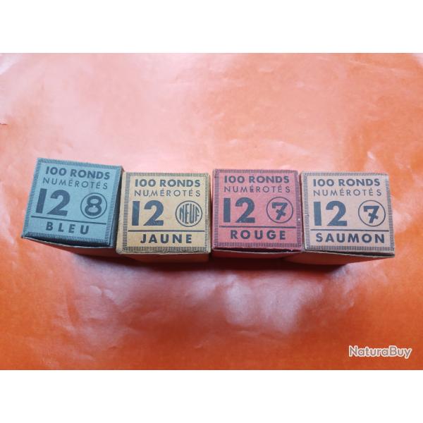 LOT 4 boites de rondelles   de couleur                                  carton de fermeture cal 12