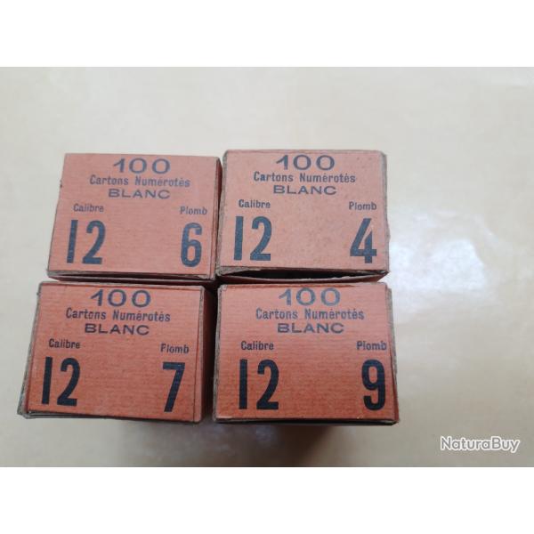 lot pour collection 4 boites carton de fermeture cal 12