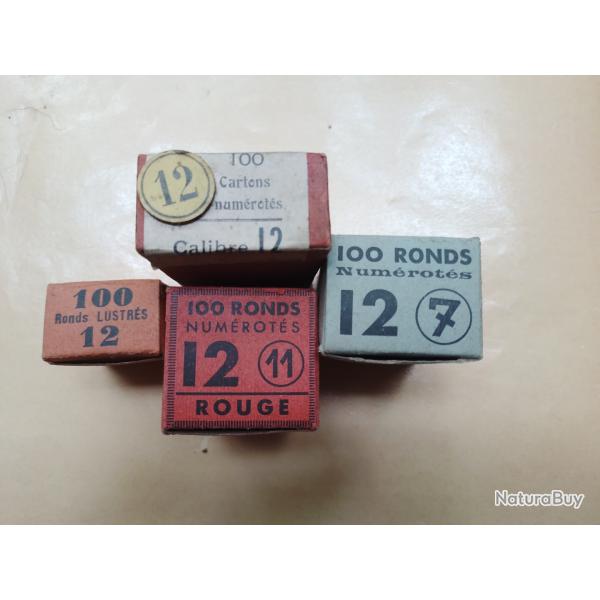 4 jolie boites differentes de carton de fermeture pour collection cal 12