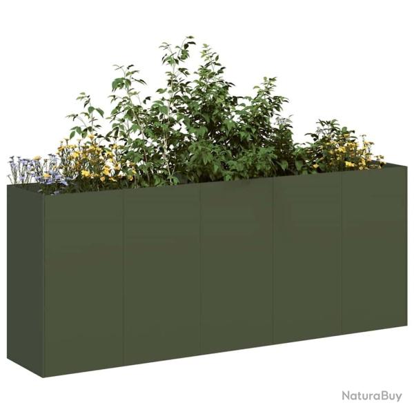 Jardini�re vert olive 200x40x80 cm acier lamin� � froid