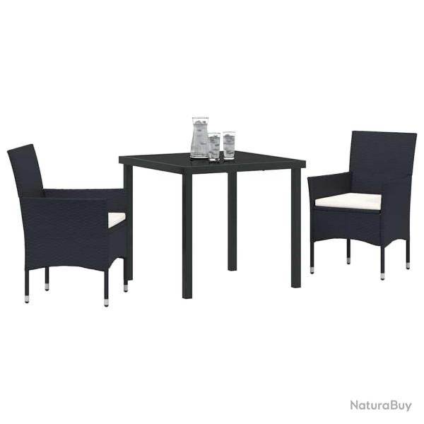 Ensemble de jardin 3 pi�ces en poly rotin noir
