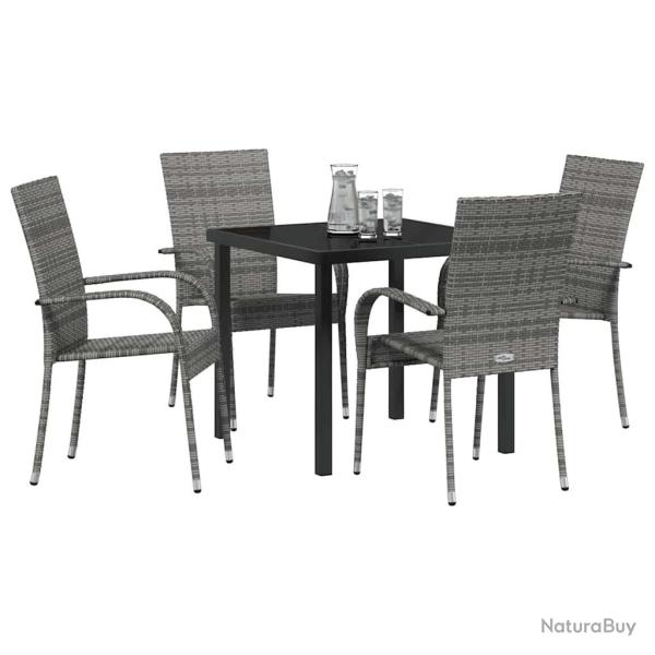 Ensemble de salle � manger pour jardin 5 pcs Gris 4 places