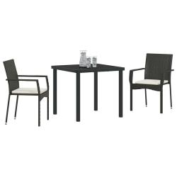 Ensemble de Chaises de Jardin 3 pcs Noir 80 x 80 x 73 cm