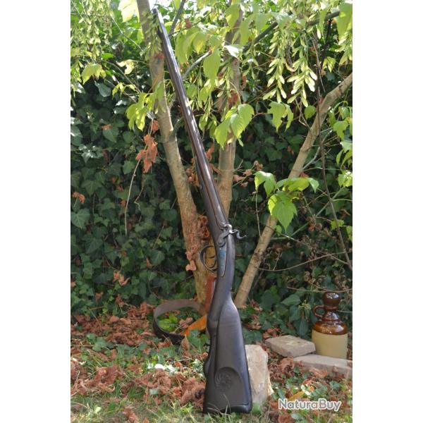 Fusil Juxtapos artisan Gorry avec un canon DAMAS ligeois, 1850, sans prix de rserve.