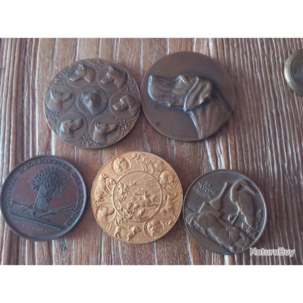 5 m�dailles Soci�t� canine- agriculture - Animaux