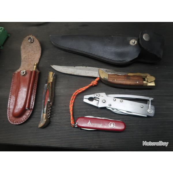 Lot de 4 couteaux pliants � nettoyer REF @