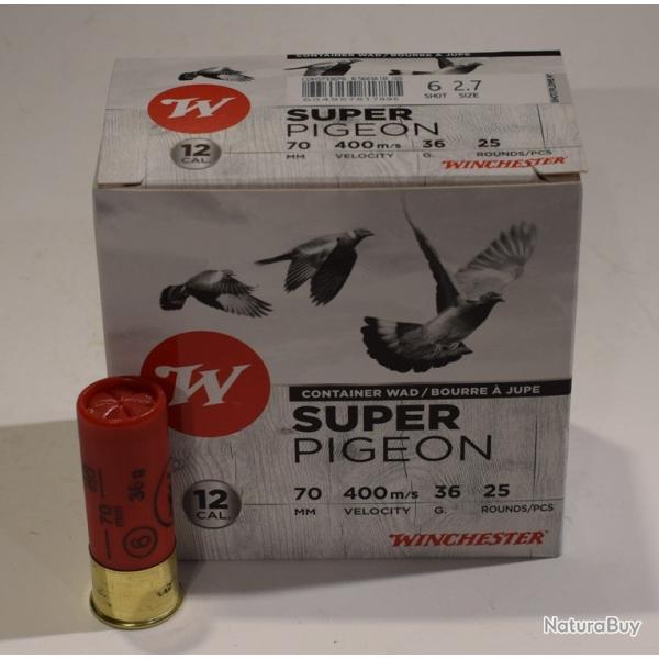 lot de 200 cartouches Winchester super pigeon , cal 12/70  bourre jupe , 36 grammes, Numero 6