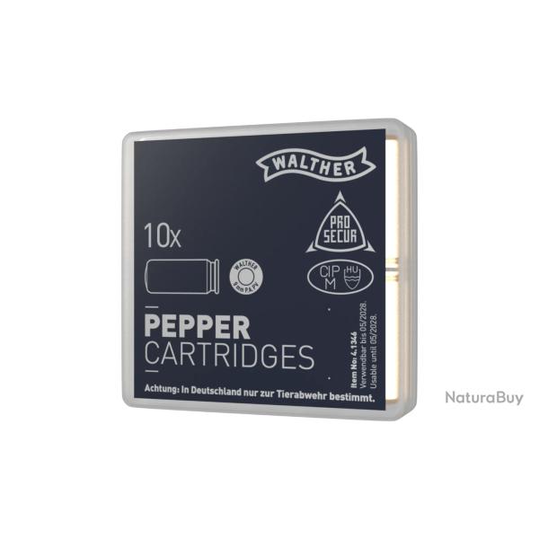 Munition Walther CART 9 MM PA GAZ PEPPER X10