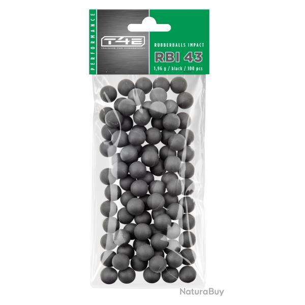 Munition Billes Umarex T4E CAOUTCHOUC NOYAU ACIER CAL.43 X100 - RBI