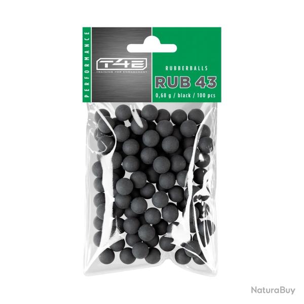 Munition Billes Umarex T4E CAOUTCHOUC CAL.43 X100 RUB