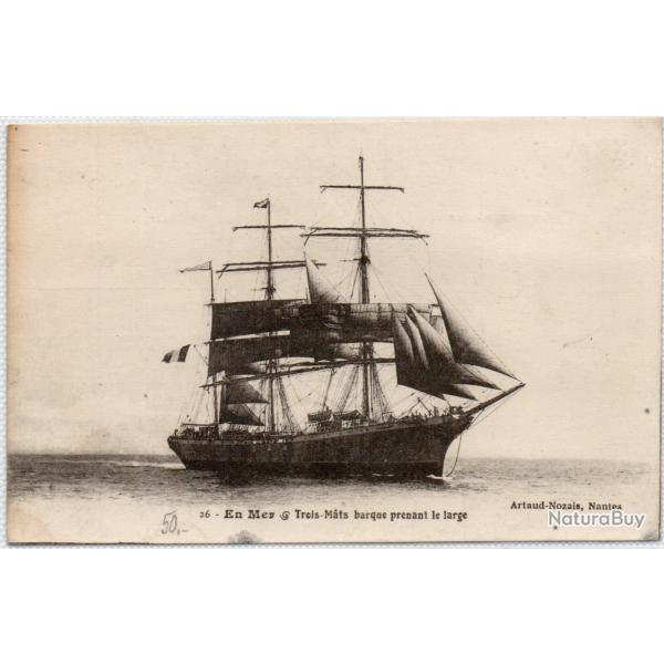 CPA- Marine -  En Mer Trois Mats barque prenant le large -  N�1451