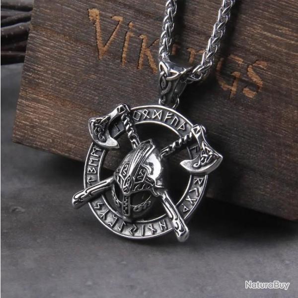 Collier viking pendentif Berserk en acier inoxydable ench�re