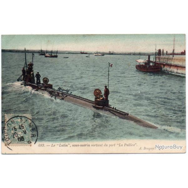 CPA -MARINE DE GUERRE - Le " Lutin " sous-marin sortant du port  N�1455