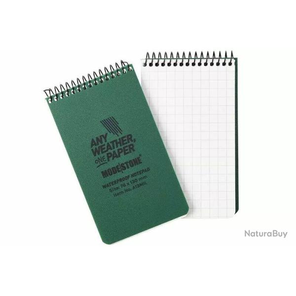 Carnet tout temps 100 pages 76mm x 130mm Modestone Vert Olive