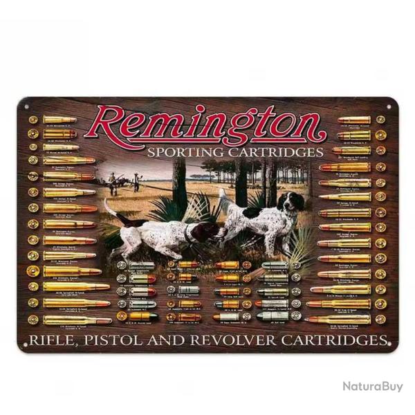 Plaque dcorative mtal Remington Calibres