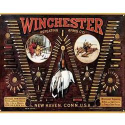 Plaque d&eacute;corative m&eacute;tal Winchester Calibres
