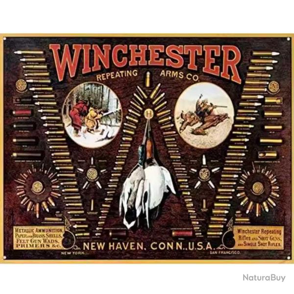 Plaque dcorative mtal Winchester Calibres