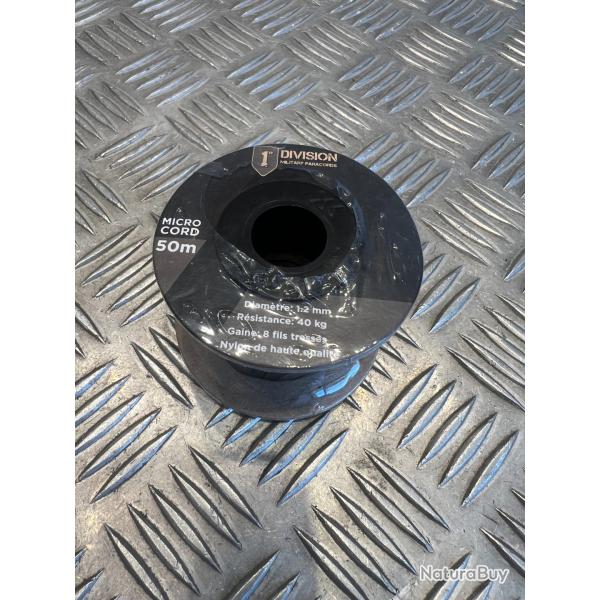 Bobine de 50m de microcord edcx diametre 1,2mm noir division military paracords