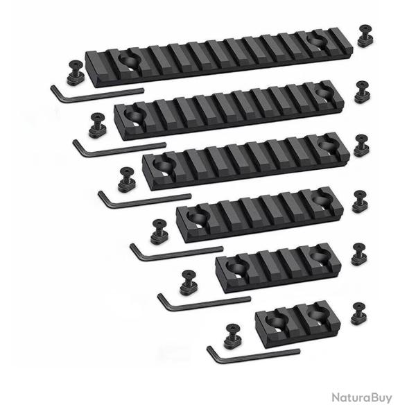 Ensemble de 6 Rails picatinny en aluminium anodis� avec attache M-lok
