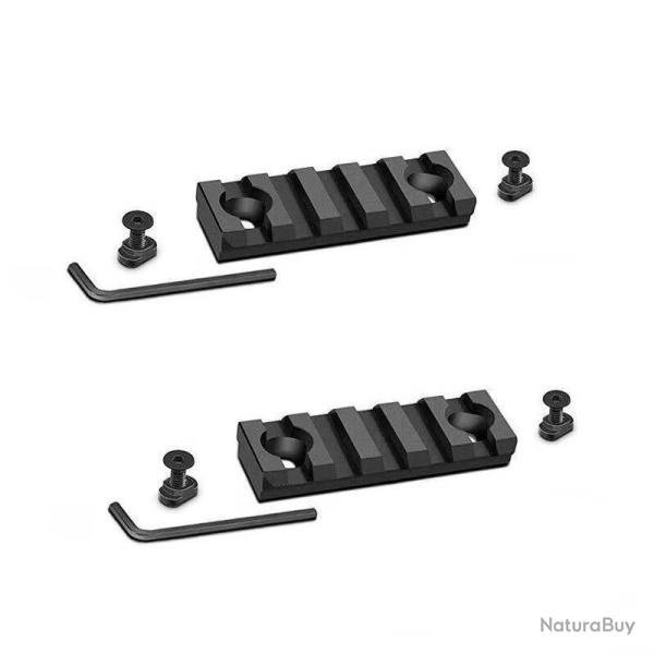 Lot de 2 rails en aluminium anodis� pour montage M-lok 5 fentes