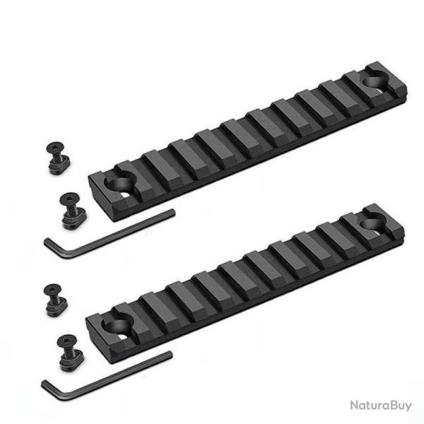 Lot de 2 rails en aluminium anodis� pour montage M-lok 11 fentes