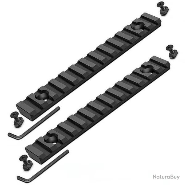 Lot de 2 rails en aluminium anodis� pour montage M-lok 13 fentes