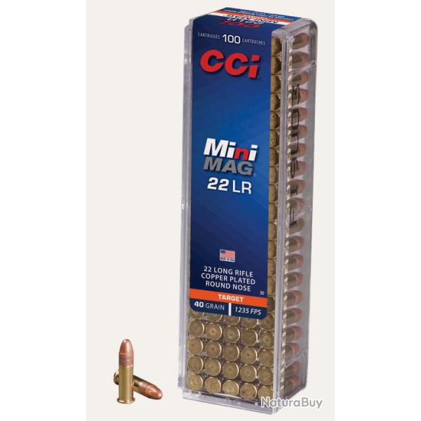 Cartouches CCI MINIMAG Calibre 22LR - 40gr - RN - Cuivre - Boite de 100 units