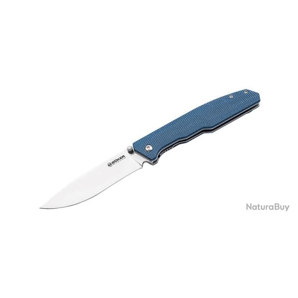 Boker Couteau Deep Blue Canvas - Lame 90mm - Manche Micarta - Clip