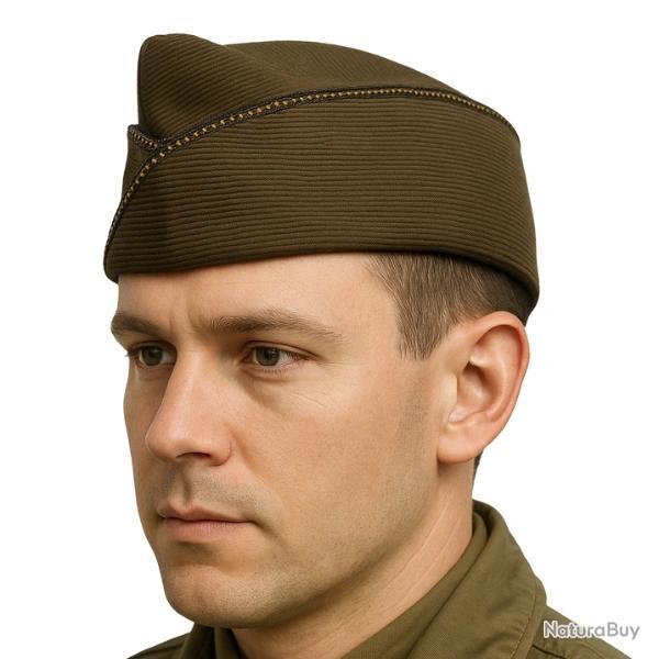 Calot Officier US Garrison Cap Chocolat - Reproduction WW2 59