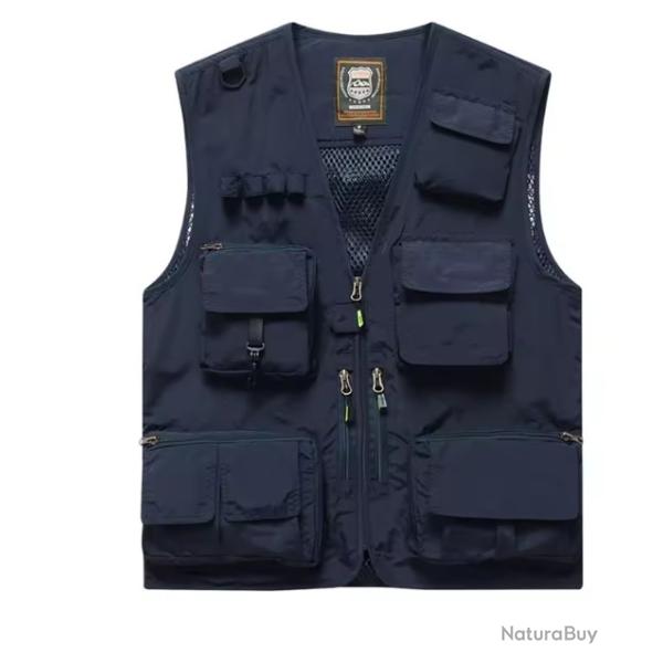 Gilet de p�che l�ger multi-poches - camping, randonn�e, outdoor Bleu