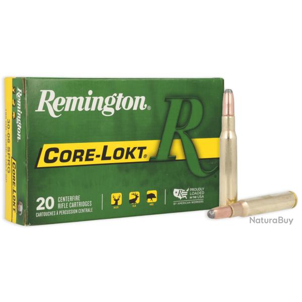 Cartouches REMINGTON CORE LOKT SP - Cal: 30-06 SPRINGFIELD - 220gr - boite de 20
