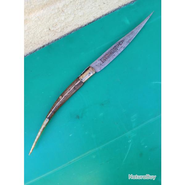 ANCIEN &  GRAND  COUTEAU  CATALAN . 19emeS  ,   FONCTIONNE PARFAITEMENT  .  LONGUEUR : 585mm  .
