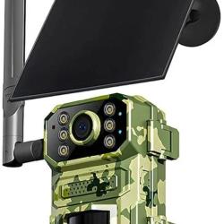 Cam&eacute;ra de Chasse Solaire 4MP 4G avec Carte SIM Vision Nocturne IR D&eacute;tection PIR IP66 avec Carte 64G