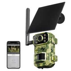 Cam&eacute;ra de Chasse Solaire 4G 4MP Carte SIM Batterie 7800mAh Panneau Solaire IP66 Vision Nocturne