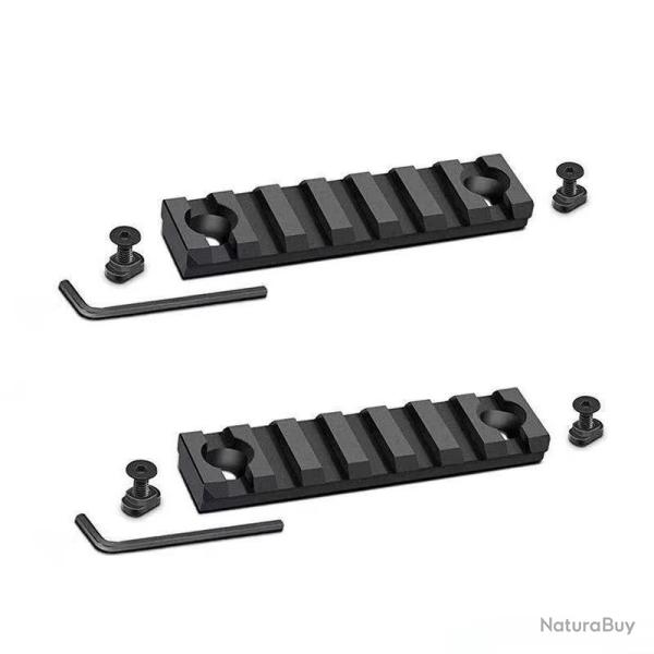 Lot de 2 rails en aluminium anodis pour montage M-lok - Tailles aux choix de 3  13 fentes 7 Fentes