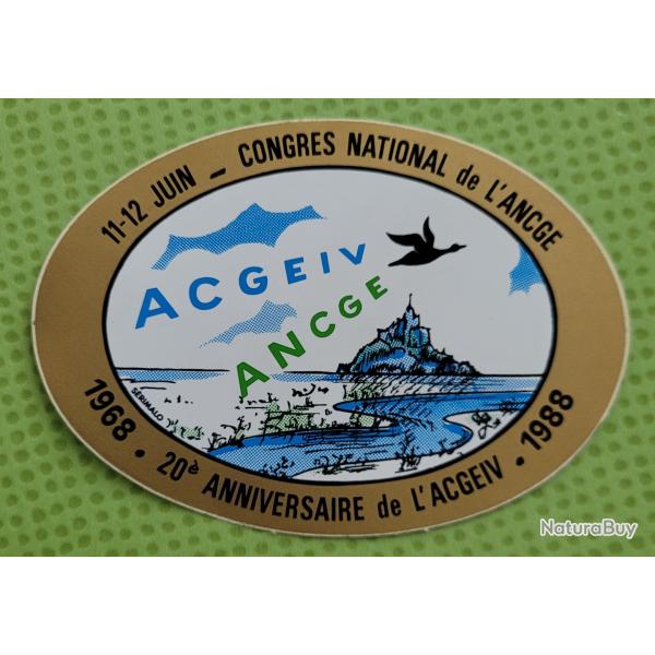 Ancien Autocollant association de chasse , gibier d'eau , mont saint michel , ANCGE